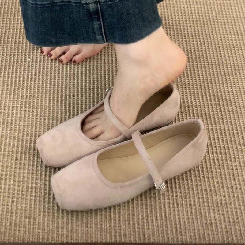 Inner Height Square Toe Shallow Mouth Shoes Women'S Spring New Retro Fairy Gentle Bean Shoes Women'S Flat Yellow Ladyshoes - Image 4